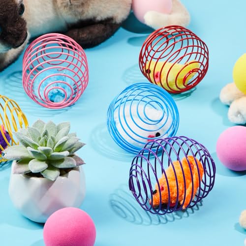 Jecery 5 Pcs Halloween Cat Spring Balls Toys Stretchable Rolling Balls Colorful Playful Coils Interactive Spring Action Toy Caged Rats for Kitten Cat Pet Supplies(Mouse,Multicolor,5 Pcs) - Image 4