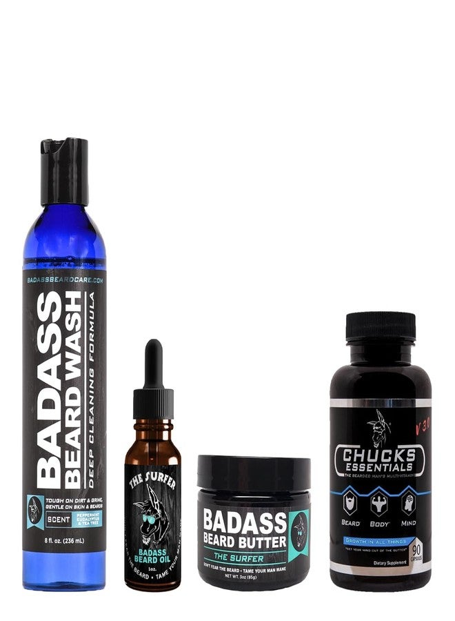 Badass Beard Care Growth Kit for Men Consists of Beard Oil, Balm or Wax, Beard Wash & The Bearded Mans Multivitamin - Natural Ingredients & Keeps Beard Full, Soft and Healthy - Image 3