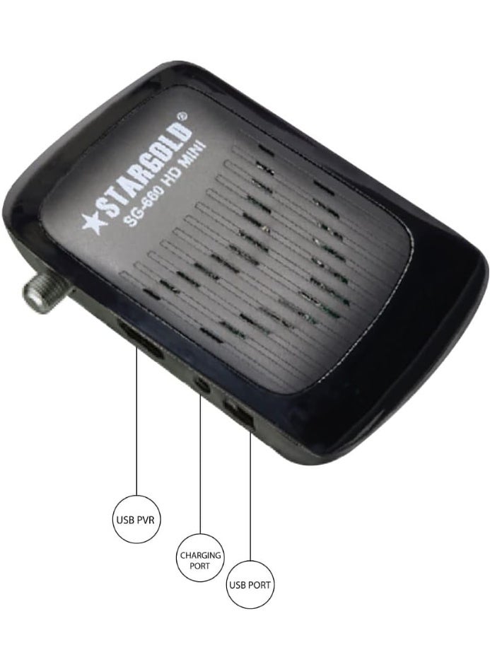 Stargold Satellite Receiver Full HD 4K, 4000 Channels, EPG, MPEG-2/4, OSD, Blind Scan/auto Scan, Support USB PVR, SG-660 HD MINI  - Image 4