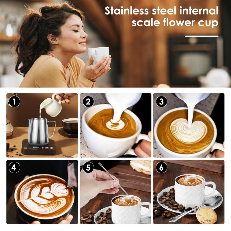 TMWEFUSC 2 Pack Milk Frothing Pitcher 900ml 32oz Steaming Pitchers Stainless Steel Milk/Coffee/Cappuccino/Latte Art Steam Pitchers Milk Jug Cup with Art Pen(2) - Image 4