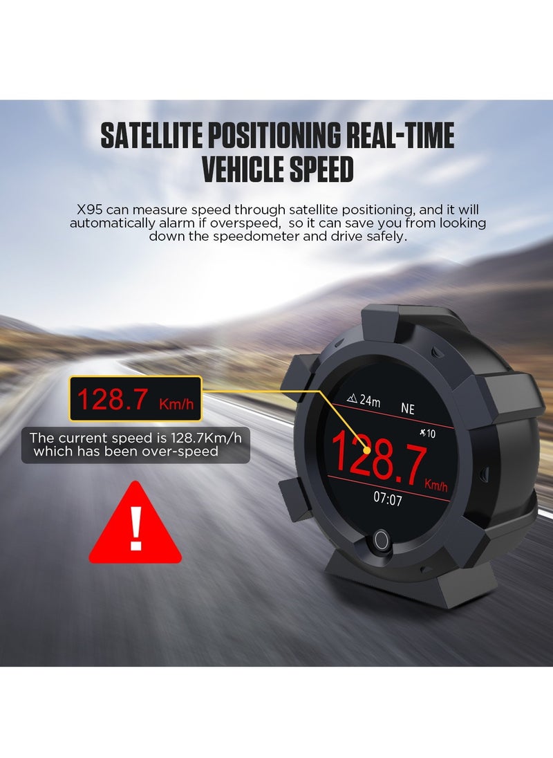 Autool - AUTOOL X95 Car Multifunctional Head Up Display HUD Off-road GPS Altitude Speed Display Slope Meter Car 4×4 Inclinometer Provide Slope Angle Speed Satellite - Image 1
