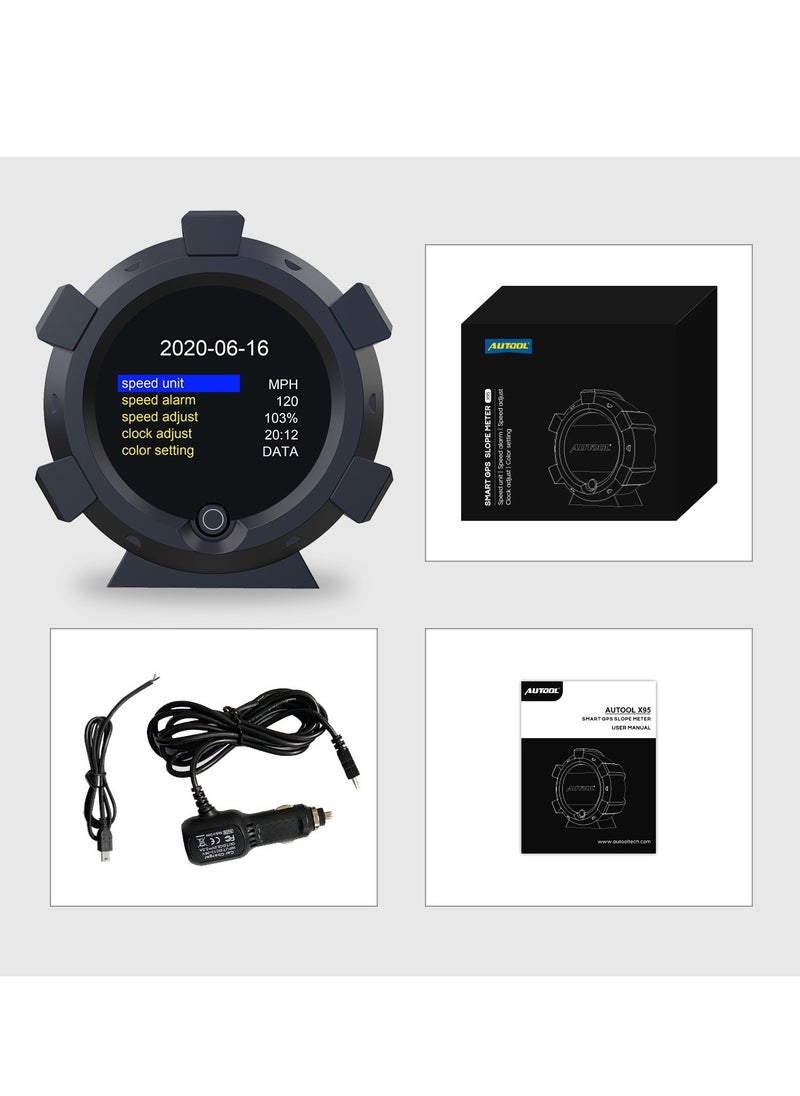 Autool - AUTOOL X95 Car Multifunctional Head Up Display HUD Off-road GPS Altitude Speed Display Slope Meter Car 4×4 Inclinometer Provide Slope Angle Speed Satellite - Image 1