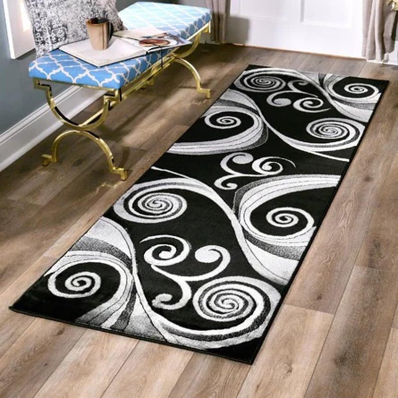 STONEMUNK Handmade Printed Dhurrie 2 X 5 Feet Carpet Rug Runner and Carpets for Living Room/Drawing Room/Bedroom/Home - (Printed - Black Round) - Image 3