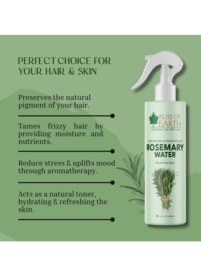 BLISS OF EARTH - Rosemary Water Spray For Hair Growth 200ml - Image 1