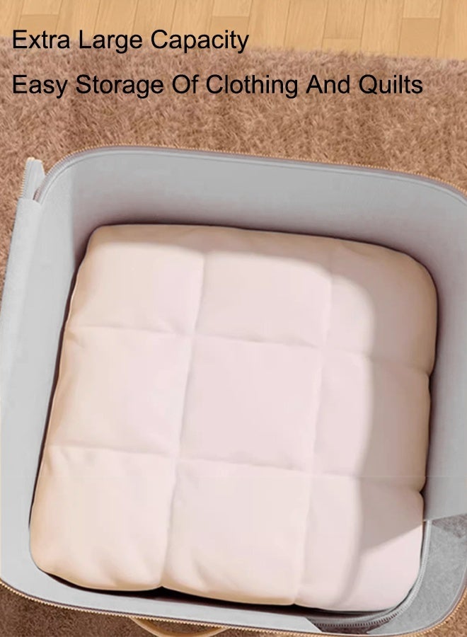 2/4PCS Large Capacity Storage Box  Clothes Storage  Storage Bag Organizer Set Foldable Clothes Organizers Storage Containers For Clothing, Blanket, Comforters, Bed Sheets, Pillows And Toys  Grey 54*42*60cm  - Image 4