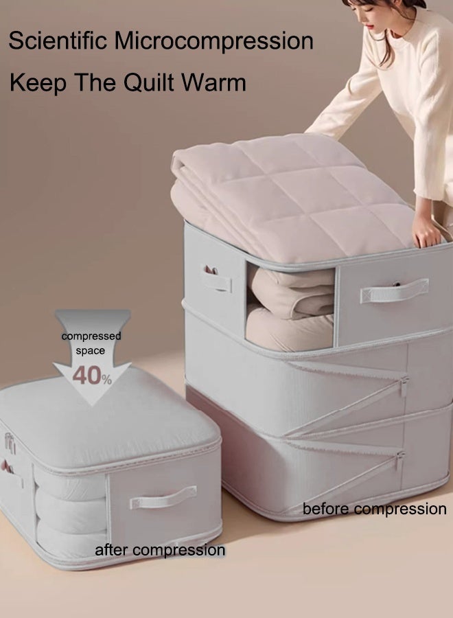 2/4PCS Large Capacity Storage Box  Clothes Storage  Storage Bag Organizer Set Foldable Clothes Organizers Storage Containers For Clothing, Blanket, Comforters, Bed Sheets, Pillows And Toys  Grey 54*42*60cm  - Image 5