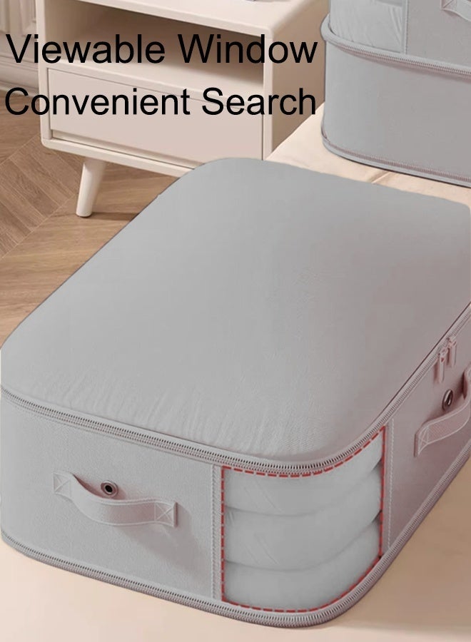 2/4PCS Large Capacity Storage Box  Clothes Storage  Storage Bag Organizer Set Foldable Clothes Organizers Storage Containers For Clothing, Blanket, Comforters, Bed Sheets, Pillows And Toys  Grey 54*42*60cm  - Image 3