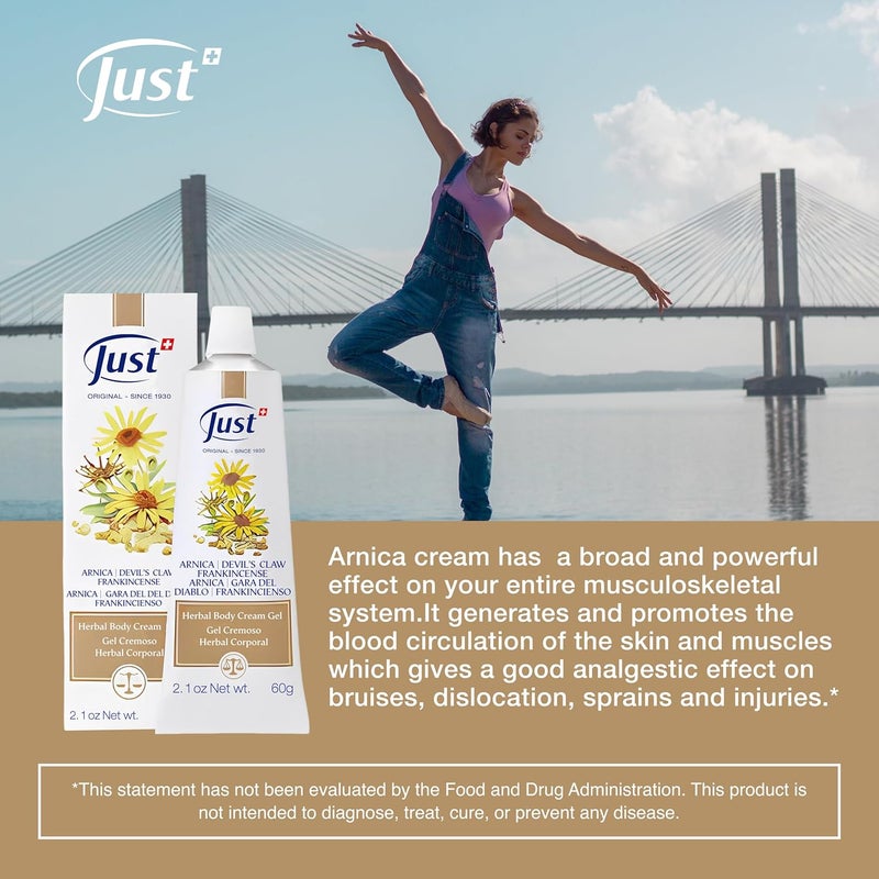 SwissJust Swiss Just Arnica Gel Arnica Creamy Gel 60g Arnica Cream wDevils Claw  Frankincense Oil A Gentle Massage Cream on Wrists Fingers Knees Ankles Joints Waist Neck and Back - Image 5