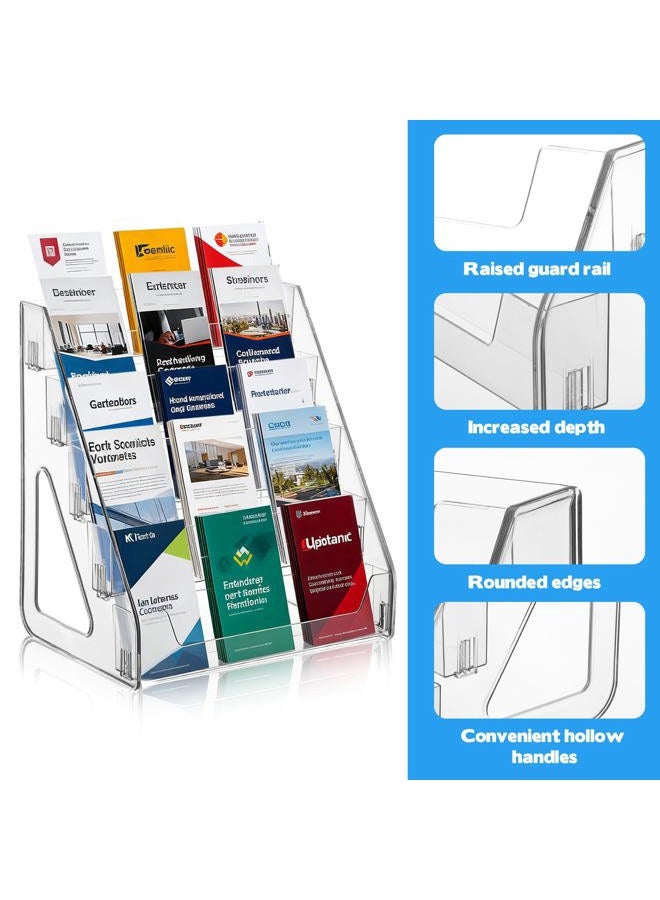 YEXEXINM 5 Tier Brochure Holder 12x13 Inch Acrylic Literature Display Stand Holds 3 Brochures in One Row Clear Pamphlet Holder Display Stand for Flyers Booklets Table Signs Office Home Store, Pack of 1 - Image 3