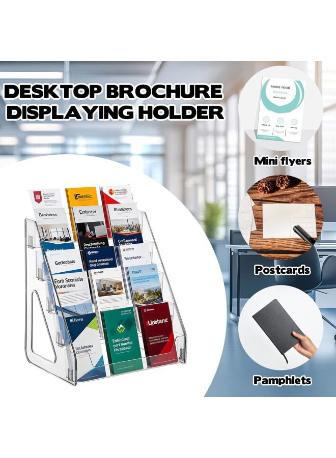 YEXEXINM 5 Tier Brochure Holder 12x13 Inch Acrylic Literature Display Stand Holds 3 Brochures in One Row Clear Pamphlet Holder Display Stand for Flyers Booklets Table Signs Office Home Store, Pack of 1 - Image 4