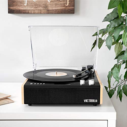 Victrola Eastwood – Bluetooth Record Player – 3-Speed Turntable, Premium MM Cartridge, Vinyl Stream for Wireless Streaming, Removable Dust Cover, Built-in Speakers (Bamboo) - Image 2