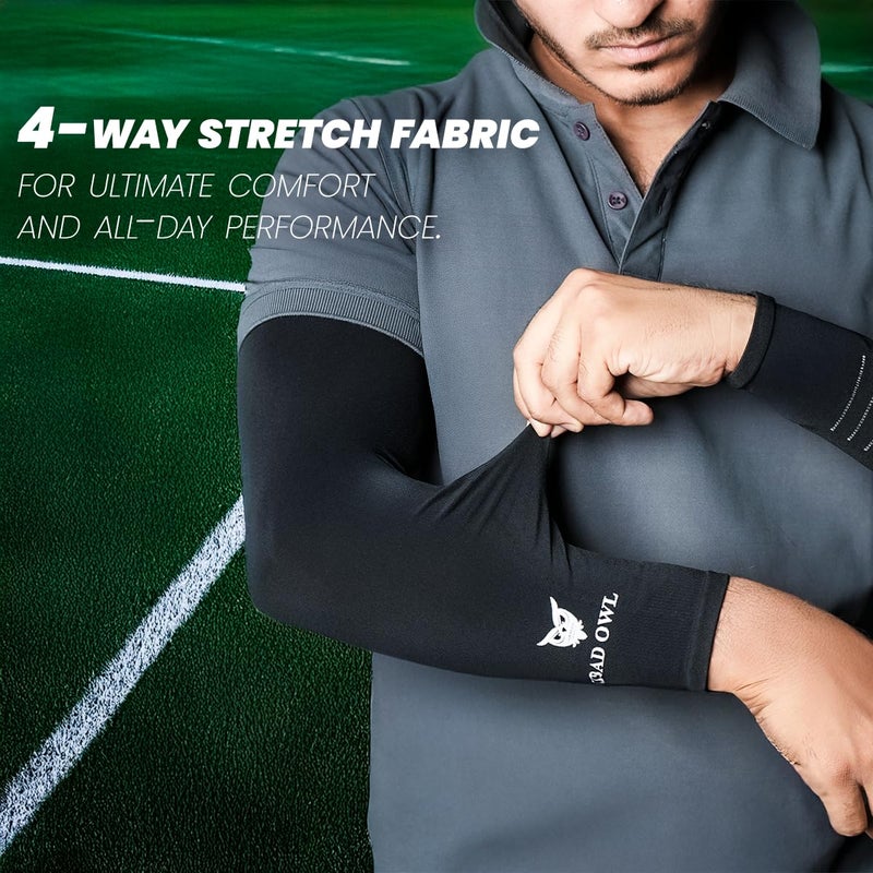 BADOWL Velocity Arm Sleeves for Men & Women | UV Protection UPF 50+ | Seamless Fit | Sports Compression Sleeves for Running Cycling Outdoor Activities - Image 4