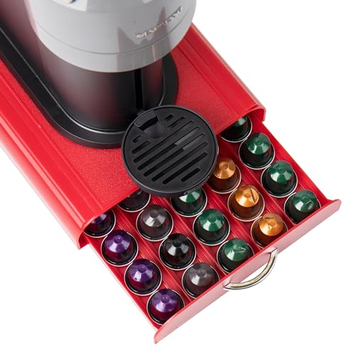 Mind Reader Nespresso Compatible Capsule Drawer, Countertop Organizer, Coffee Pod Holder, Storage, 9.25"L x 15"W x 2"H, Red - Image 4