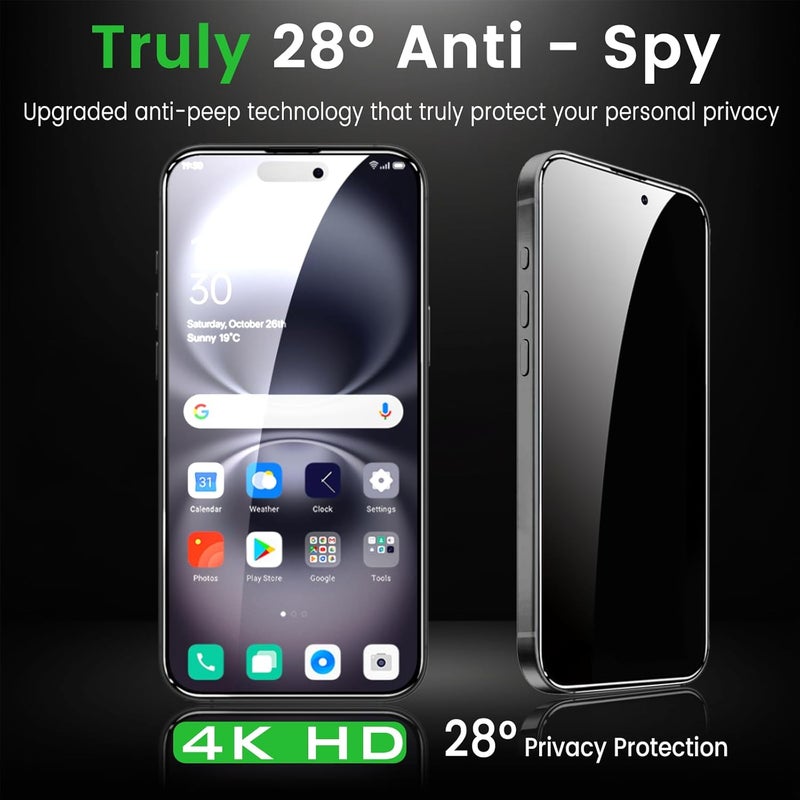 Romkasi 4 Pack Privacy Screen Protector for iPhone 16 6.1 Inch with 4 Pack Camera Lens Protector, Anti Spy Tempered Glass Film, Anti-Scratch, Touch Sensitive, Case Friendly - Image 3