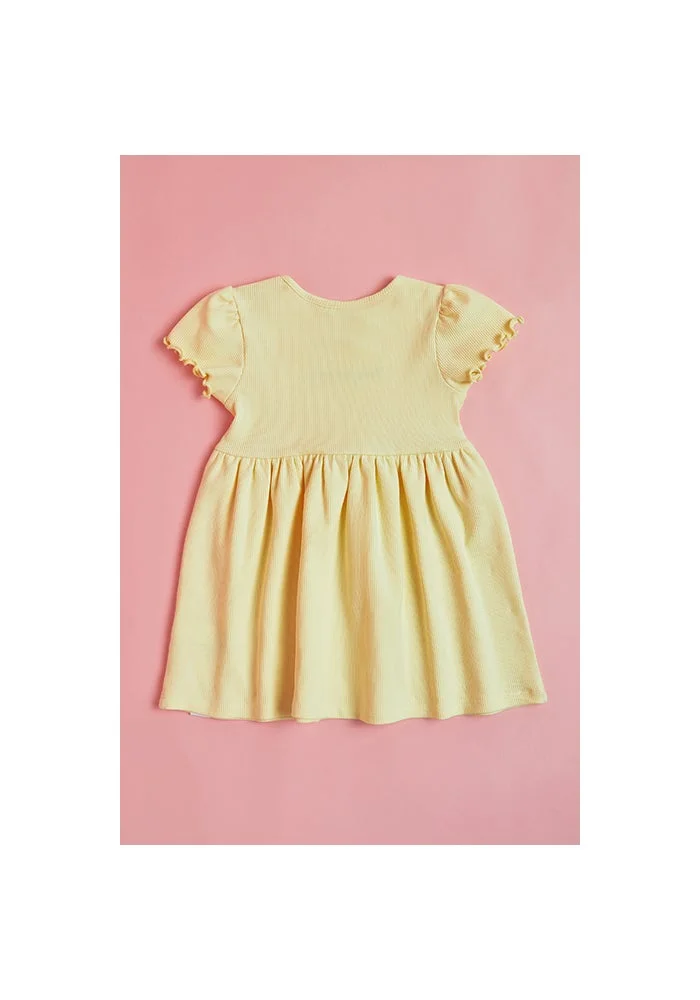 أر أند بي Embroidered Dress with Crew Neck and Short Sleeves