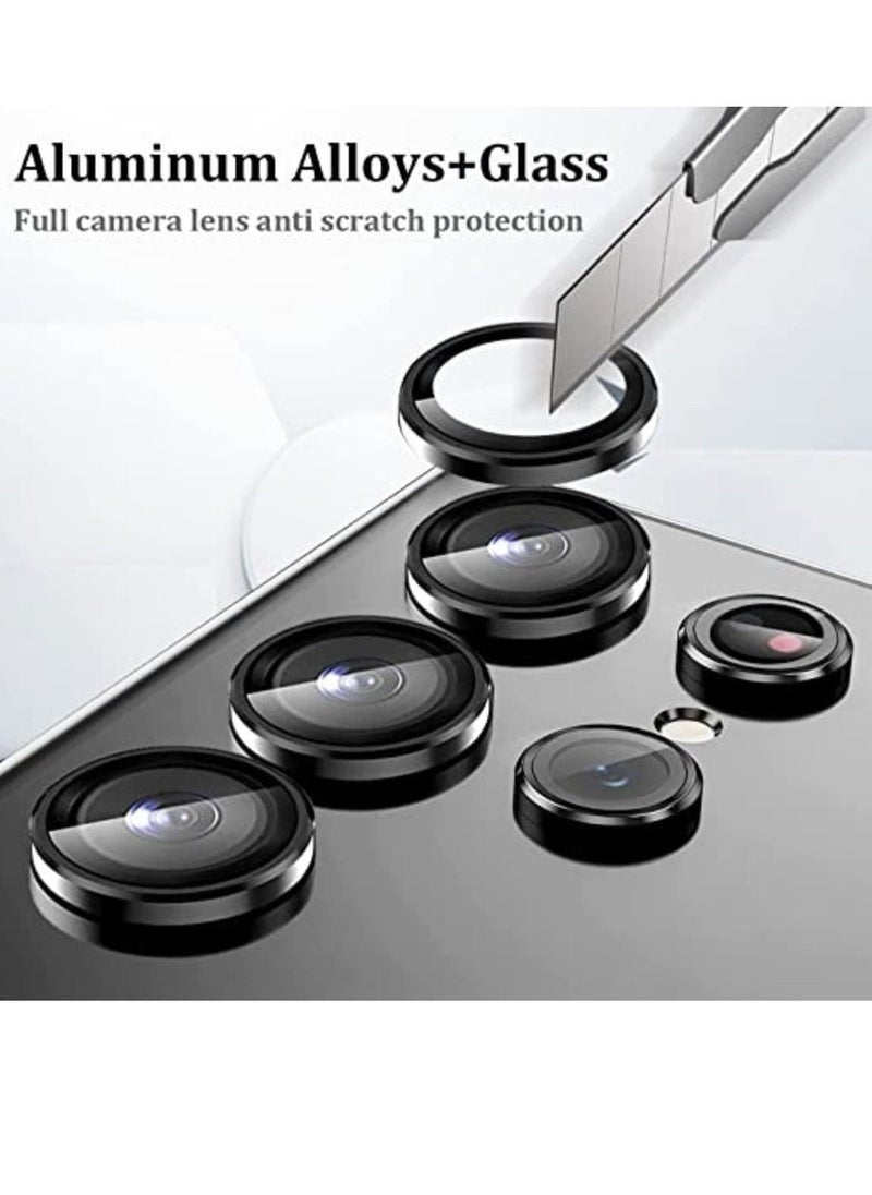 Phone Planet Camera Lens Tempered Glass Protector for Samsung Galaxy S22 Ultra, Aluminum Alloys Scratch Resistant Protector, Compatible with Galaxy S22 Ultra (Black) - Image 2