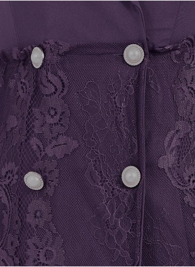 Styli Lace Insert Blazer Knee Length Dress