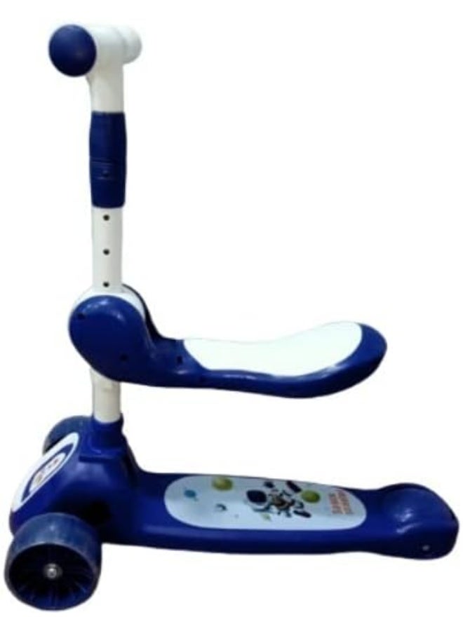 سكوتر ثلاثي العجلات، مع مقعد قابل للتعديل للأطفال، توجيه بالميل مع إضاءة إضافية - عجلات LED واسعة مضيئة مع موسيقى عجلات جديدة، للأولاد والبنات - Image 3