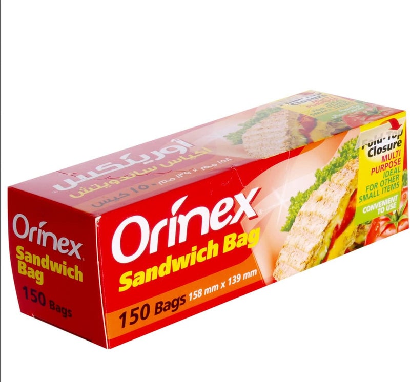 Orinex Sandwich Bags - 150 Count, 158 mm x 139 mm - Image 1
