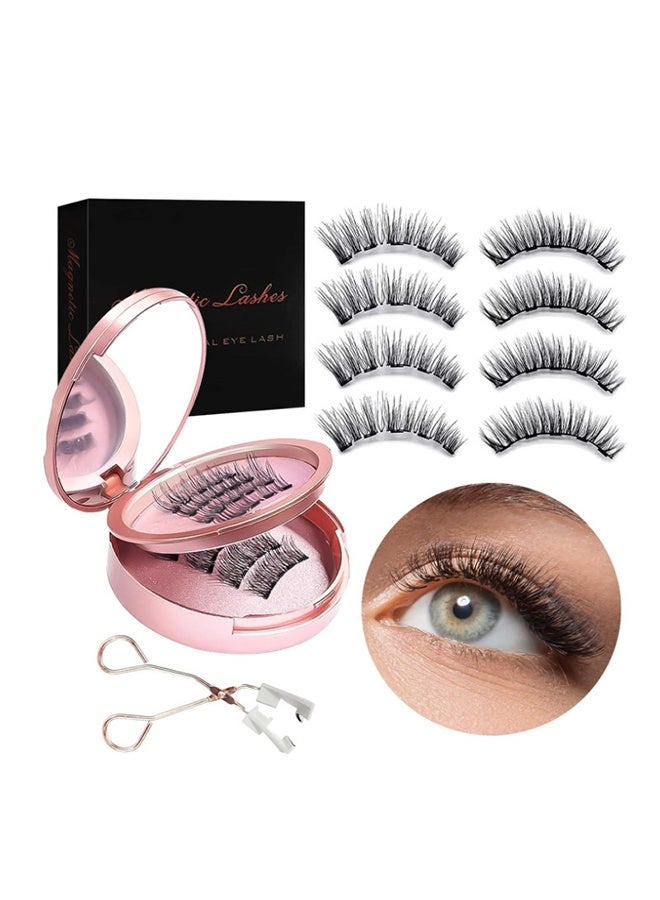 The magnetic eyelashes of the 2 cassette applicator look natural, and the false eyelashes do not need glue - reusable, light weight, comfortable magnetic eyelash set, without eyeliner pen, easy to apply, and can be used immediately - Image 1