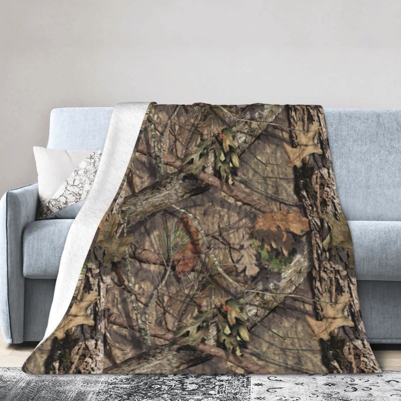 Funacola Camo Hunting Camouflage Forest Throw Blanket Super Soft Warm Bed Blankets for Couch Bedroom Sofa Office Car  All Season Cozy Flannel Plush Blanket for Girls Boys Adults  50""X40"" - Image 1