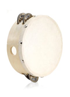 Generic Tambourine Hand Held Drum Bell, Single Row 4 Pairs Metal Jingles 6" Wooden Percussion Musical Gift Educational Instrument for Kids and Adults  - Image 1