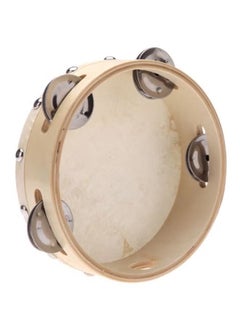 Generic Tambourine Hand Held Drum Bell, Single Row 4 Pairs Metal Jingles 6" Wooden Percussion Musical Gift Educational Instrument for Kids and Adults  - Image 3