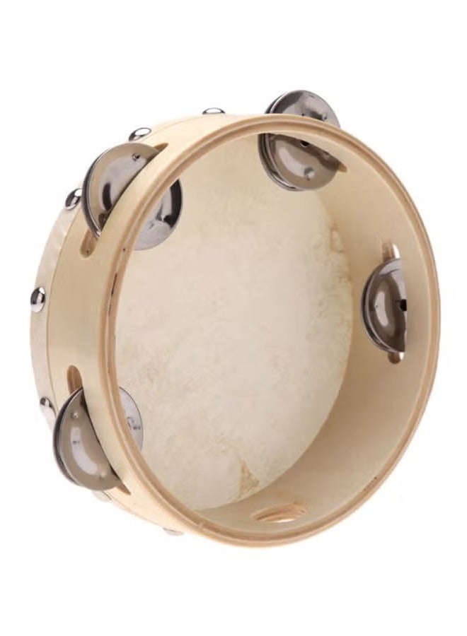 Generic Tambourine Hand Held Drum Bell, Single Row 4 Pairs Metal Jingles 6" Wooden Percussion Musical Gift Educational Instrument for Kids and Adults  - Image 3