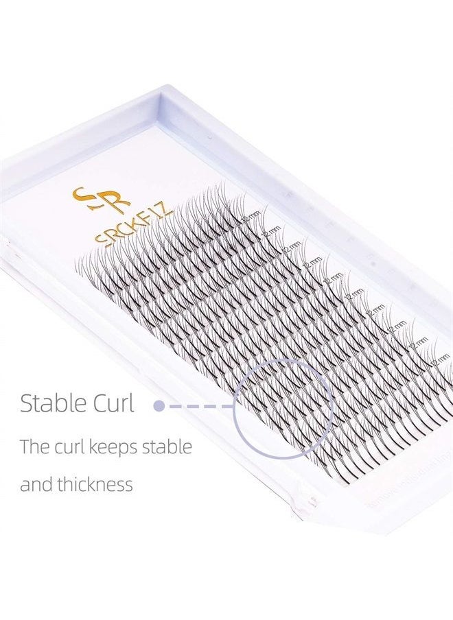 SRCKFIZ - Volume Eyelash Extensions 3D Thickness 0.10mm C D Curl Long Stem Premade Fans Russian Volume Lash Extensions Natural Cluster Eyelash Extensions for Professional Use (3D-C-0.10, 8mm) - Image 1