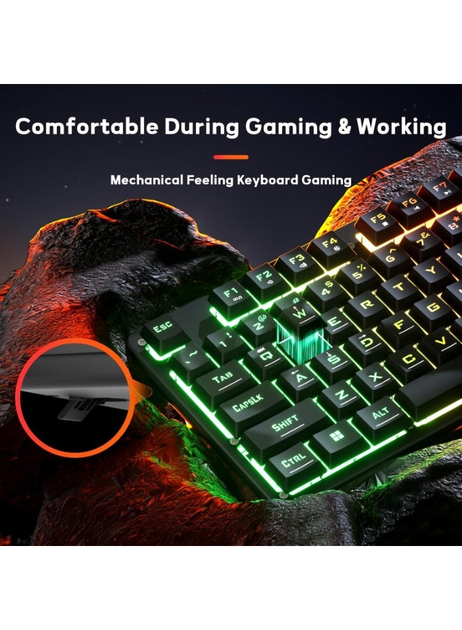 Redragon K521 Netherbane Upgrade Rainbow LED Gaming Keyboard, 104 Keys Wired Mechanical Feeling Keyboard with Multimedia Keys, One-Touch Backlit, Anti-Ghosting, Compatible with PC, Mac, PS4/5, Xbox - Full-Size - Black - Image 3