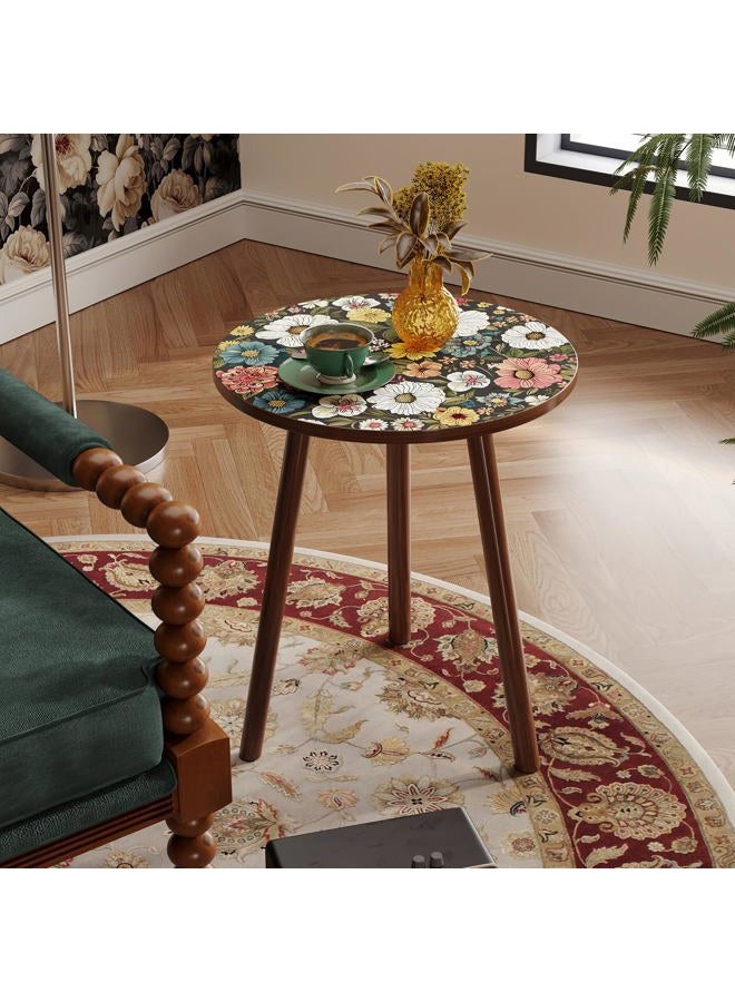 Semjar Small Side Table,Vintage Mini Accent Table Nightstand for Small Spaces,Single Plant Stand Indoor Round Bed Side Tables for Bedroom Patio Corner Balcony,Mid Century Modern Coffee Table - Image 1