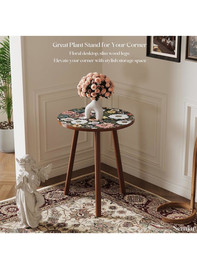 Semjar Small Side Table,Vintage Mini Accent Table Nightstand for Small Spaces,Single Plant Stand Indoor Round Bed Side Tables for Bedroom Patio Corner Balcony,Mid Century Modern Coffee Table - Image 3