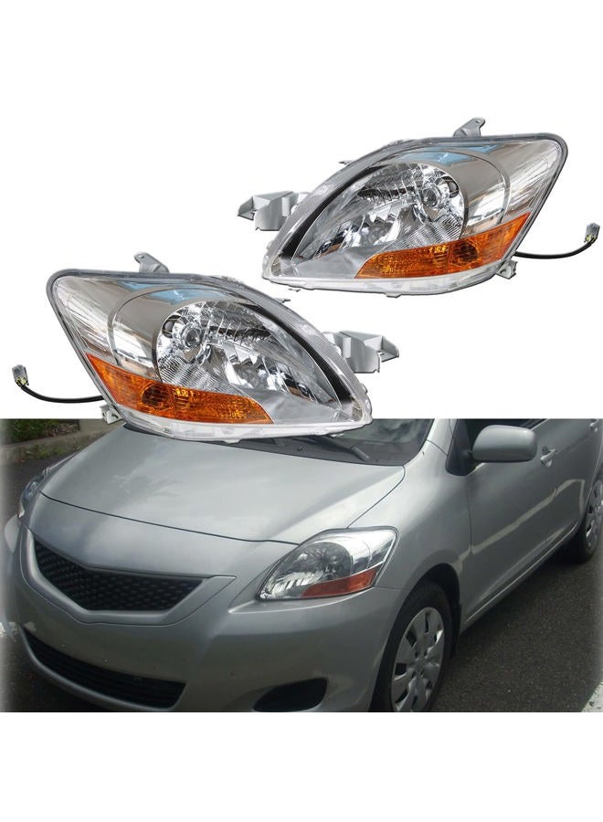 ANTUKO 8117052740 8113052750 LH & RH Side Chrome Housing Clear Lens Headlamp Assembly Replacement for 2007-2011 Yaris - Image 1