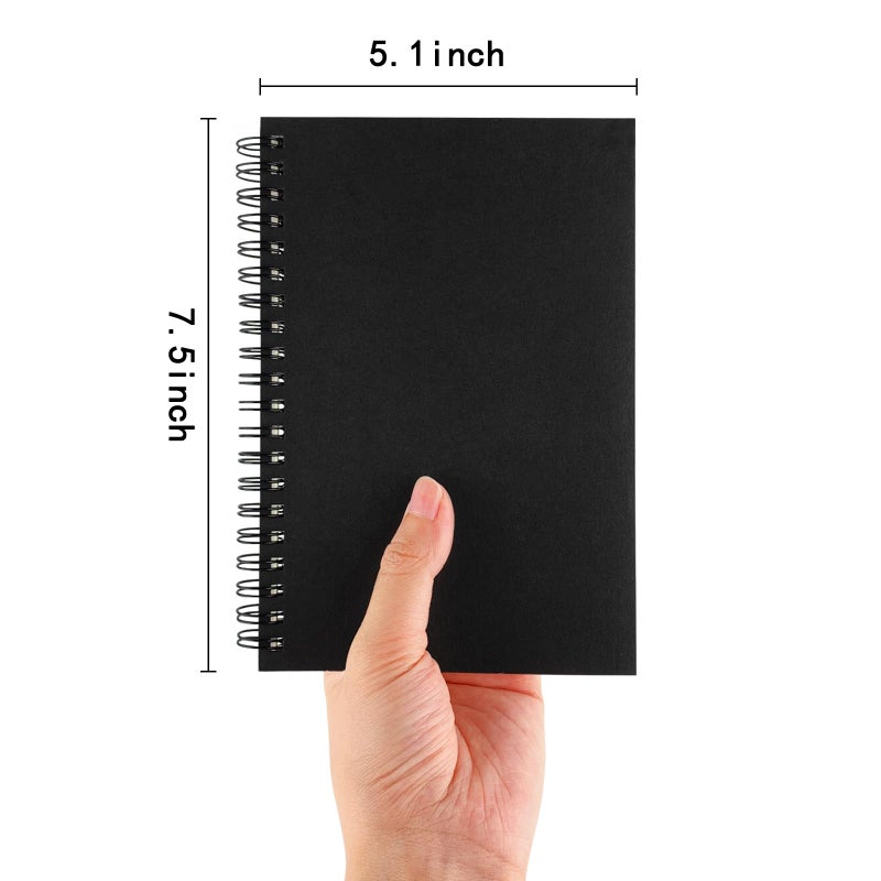 DSTELIN Blank Spiral Notebook, 1-Pack, Soft Cover, Sketch book, 100 Pages / 50 Sheets, 7.5 inch x 5.1 inch (Black) - Image 2