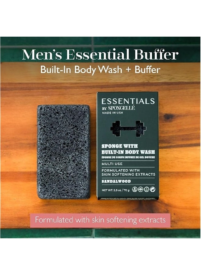 SPONGELLÉ Essentials By Spongelle Men's Sandalwood Body Wash Infused Buffer 70 g (Multi Use) - Image 2
