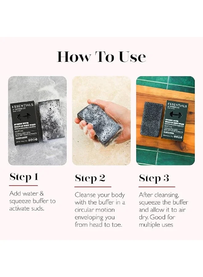 Spongelle  Essentials By Spongelle Men's Sandalwood Body Wash Infused Buffer 70 g (Multi Use)  | Best Price UAE