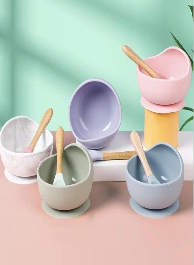 KRIVETY Baby Feeding Silicone Bowls with Wooden Spoon Curved Walls for First Stage Baby Self Training Feeding Strong Suction Large Bowl for Toddlers Babies Kids Prevent Food Dropping (Sky Blue) - Image 5