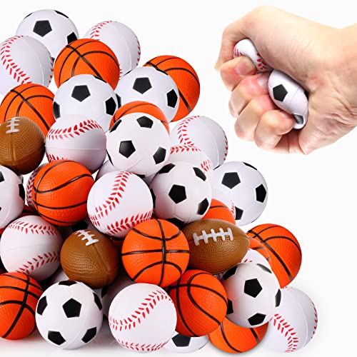WELLVO Sports Party Favors 36 Pack 16 inch Sports Stress Relief Toys Goodie Bags Stuffers Mini Foam Fidget Toys for Stress Anxiety Relief Classroom Prizes Kids Return Gifts Birthday Party Favors Toys - Image 1