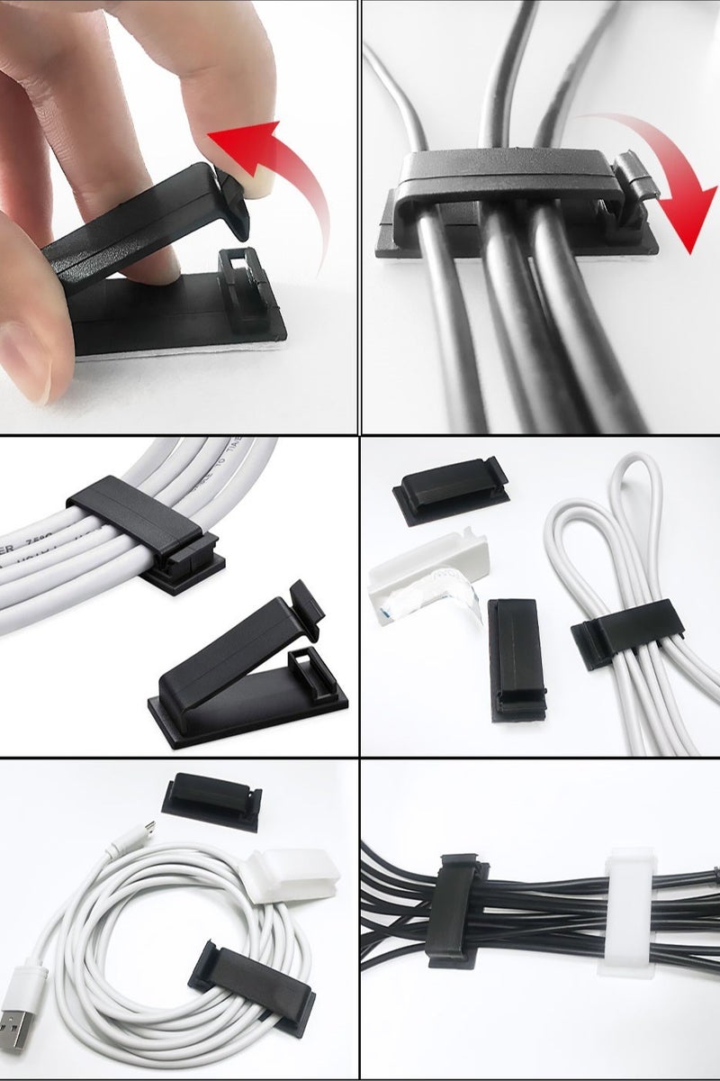 Firasa Cord Management Kit 204pcs , Include 4 Cable Sleeve Split with 45 Self Adhesive Cable Clips Holder, 5 Rolls and 30 pcs Adhesive Ties, 100 Nylon Fasten Cable Ties for TV Office Car Desk Home - Image 5