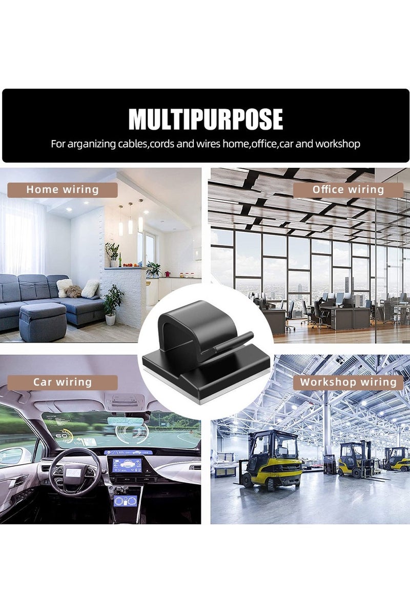 Firasa Cord Management Kit 204pcs , Include 4 Cable Sleeve Split with 45 Self Adhesive Cable Clips Holder, 5 Rolls and 30 pcs Adhesive Ties, 100 Nylon Fasten Cable Ties for TV Office Car Desk Home - Image 4