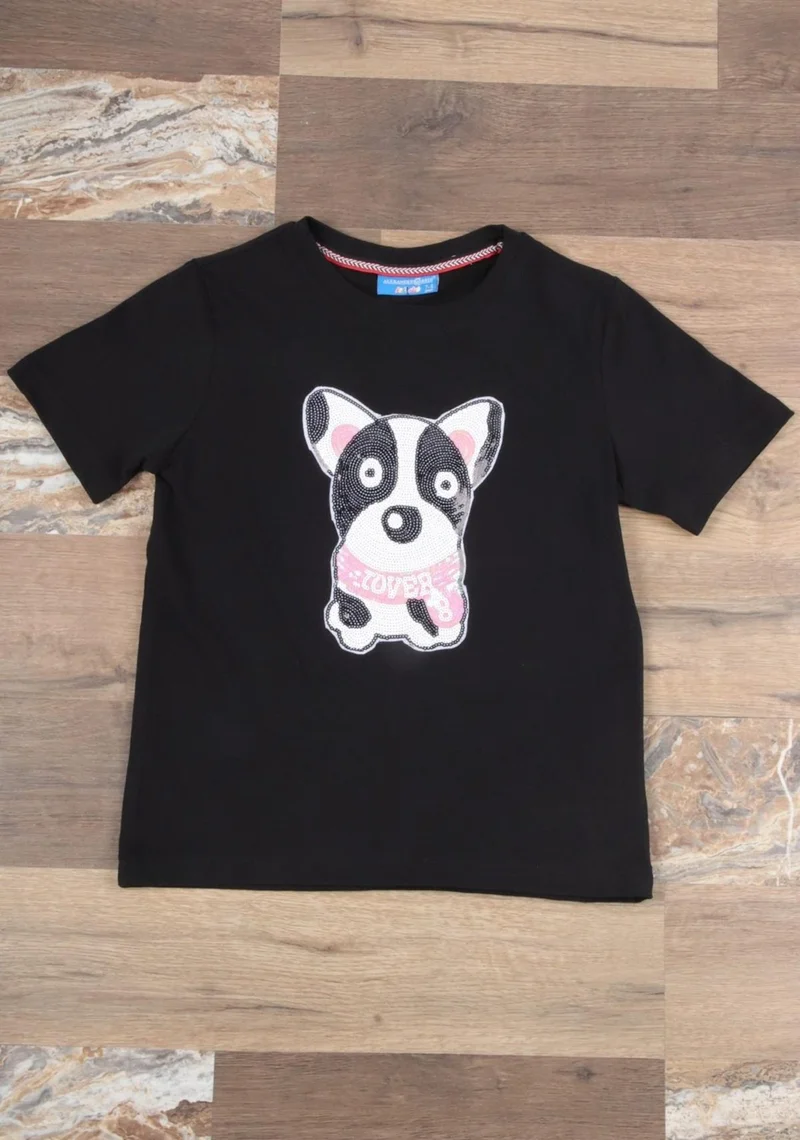 Alexander Gardi Sequined Dog Patterned Kids T-Shirt (C22-90600)