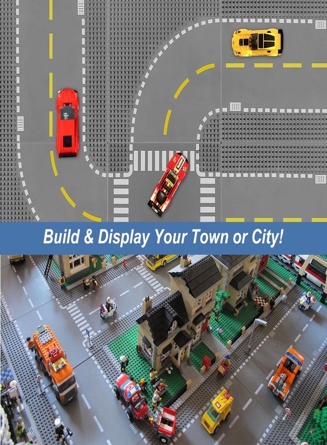 Pokiiulk 6 Pack Road Baseplates for Building, Compatible with Lego Classic Bricks, 10” x 10” Baseplates Fits for Lego Roads, Road base plates for City Sets (Attached DIY Stickers) - Image 4