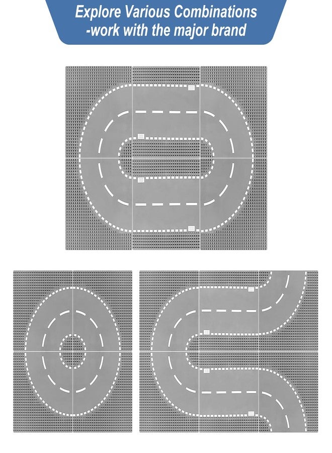 Pokiiulk 6 Pack Road Baseplates for Building, Compatible with Lego Classic Bricks, 10” x 10” Baseplates Fits for Lego Roads, Road base plates for City Sets (Attached DIY Stickers) - Image 5