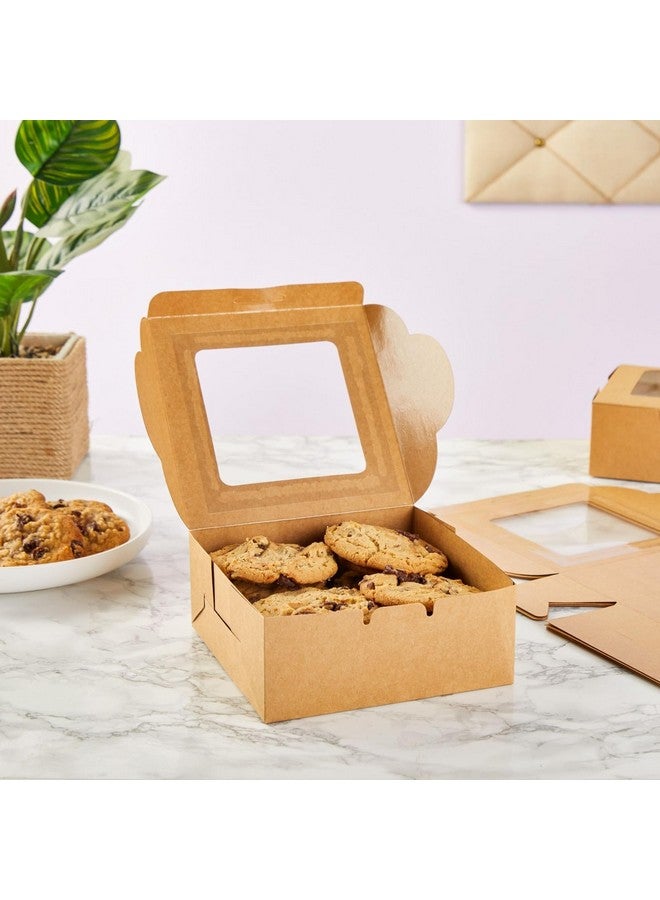 Juvale 50 Pack 6x6 Dessert Boxes with Window, Bulk Bakery Containers for Cookies, Cupcakes (Kraft Paper) - Image 4