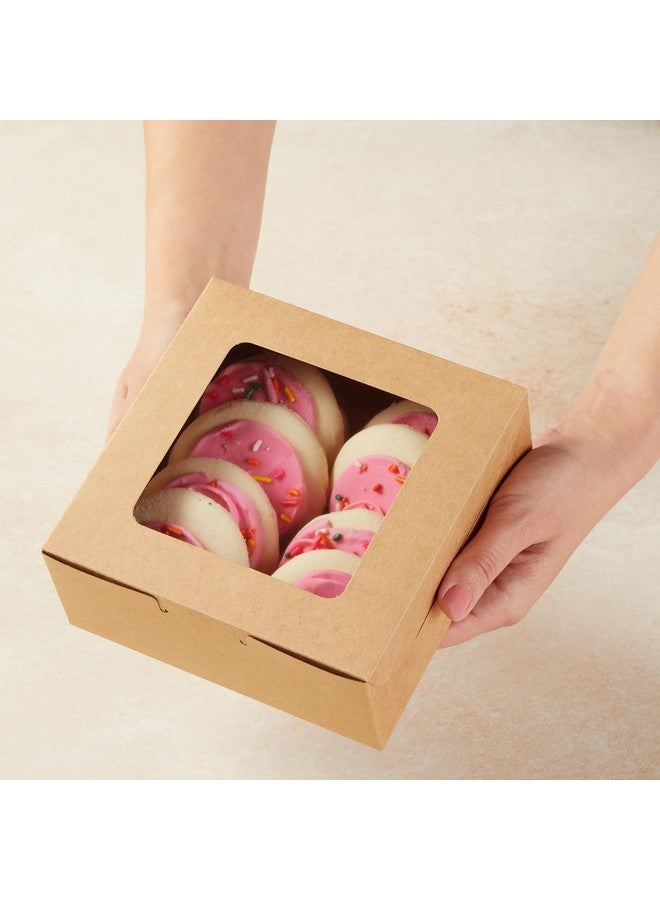 Juvale 50 Pack 6x6 Dessert Boxes with Window, Bulk Bakery Containers for Cookies, Cupcakes (Kraft Paper) - Image 3