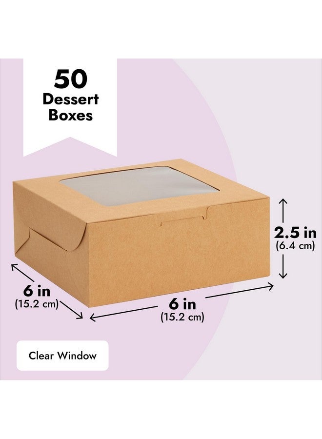 Juvale 50 Pack 6x6 Dessert Boxes with Window, Bulk Bakery Containers for Cookies, Cupcakes (Kraft Paper) - Image 5