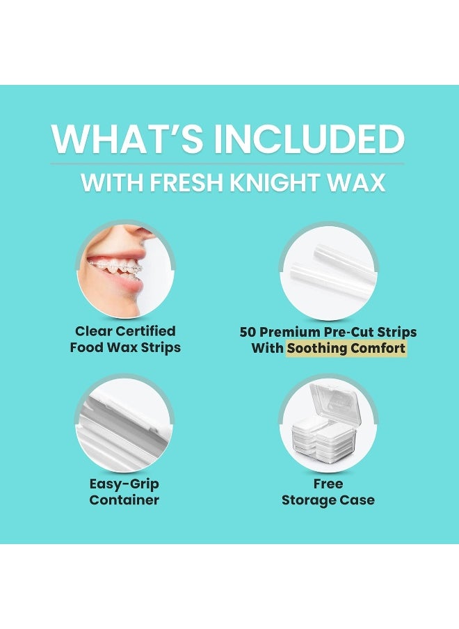 FRESH KNIGHT FRESH KNIGHT Braces Wax, 10 Pack. Dental Wax for Braces & Aligners - 50 Premium Orthodontic Wax Strips, Wax for Teeth, Vitamin E + Aloe. Includes storage case. Food Grade.  - Image 5