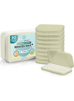 FRESH KNIGHT FRESH KNIGHT Braces Wax, 10 Pack. Dental Wax for Braces & Aligners - 50 Premium Orthodontic Wax Strips, Wax for Teeth, Vitamin E + Aloe. Includes storage case. Food Grade.  - Image 1