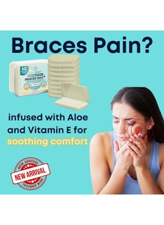 FRESH KNIGHT FRESH KNIGHT Braces Wax, 10 Pack. Dental Wax for Braces & Aligners - 50 Premium Orthodontic Wax Strips, Wax for Teeth, Vitamin E + Aloe. Includes storage case. Food Grade.  - Image 2
