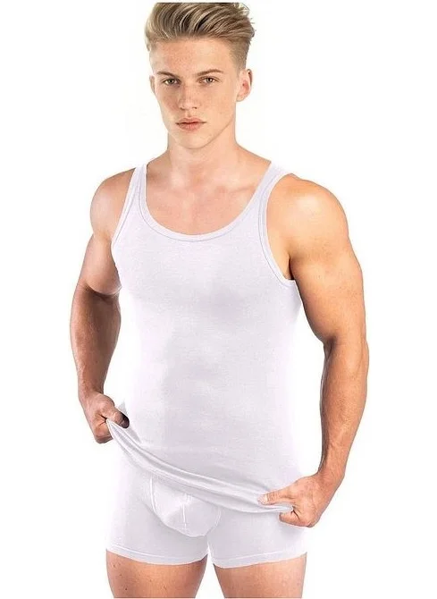 Anthony Jackson Box of 5 Premium Ribana Men's Undershirt Caesar Extra Long - Combed Fine Twill Cotton